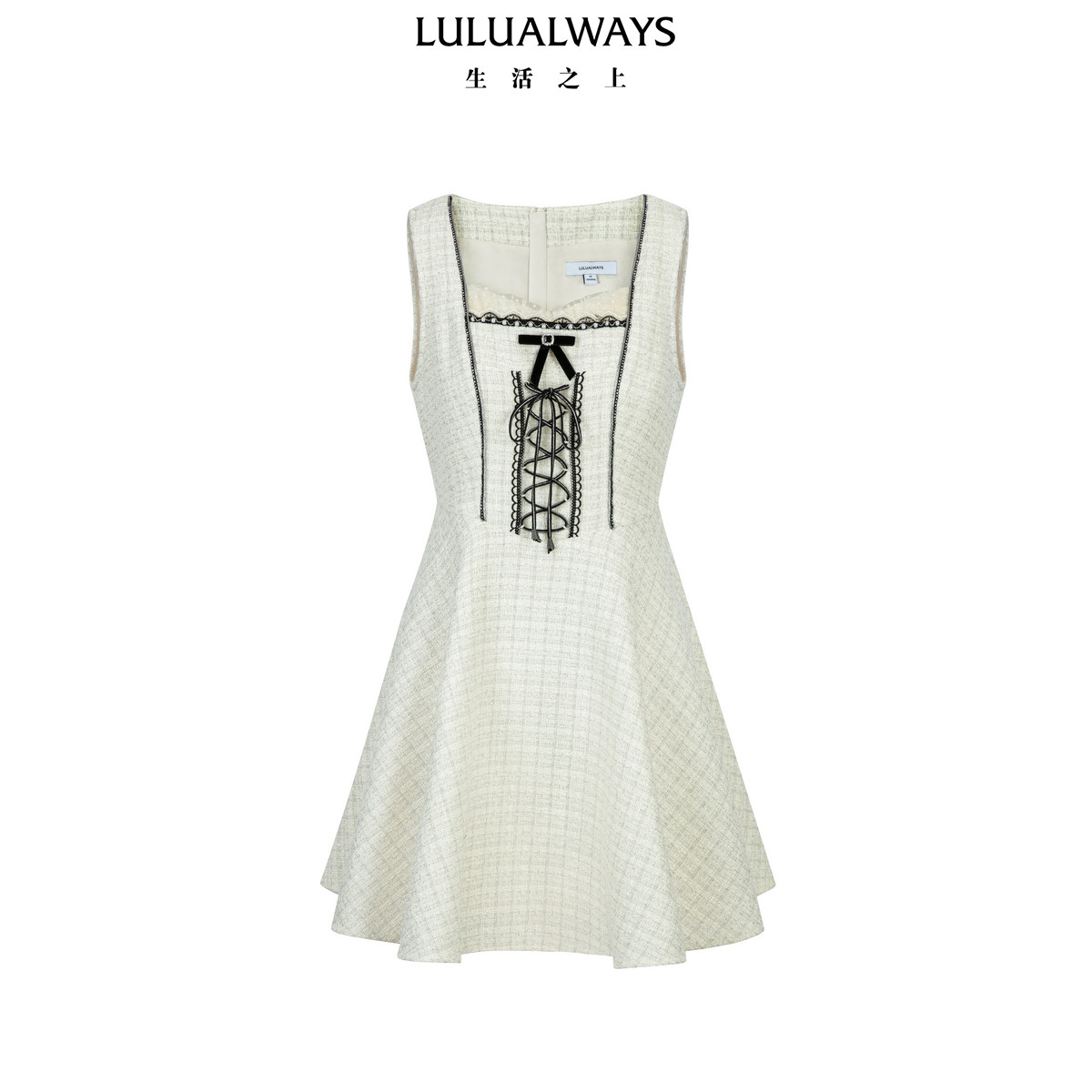 LULUALWAYS我爱露露26春季新款千金名媛风小香风米白色无袖连衣裙,女装/女士精品,连衣裙,淘宝优惠券,粉丝福利购,淘宝优惠卷