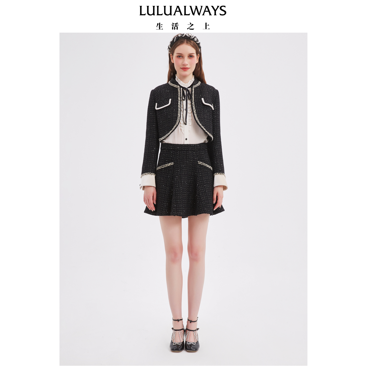 LULUALWAYS我爱露露25秋季新款【黑色香风漫旅】法式优雅短外套女