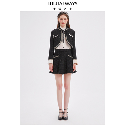 LULUALWAYS我爱露露25秋季新款【黑色香风漫旅】法式优雅短外套女