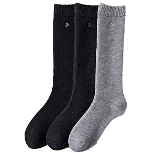 皮尔卡丹冬季加厚加绒羊毛袜子男士长筒到膝盖的小腿袜保暖护小腿