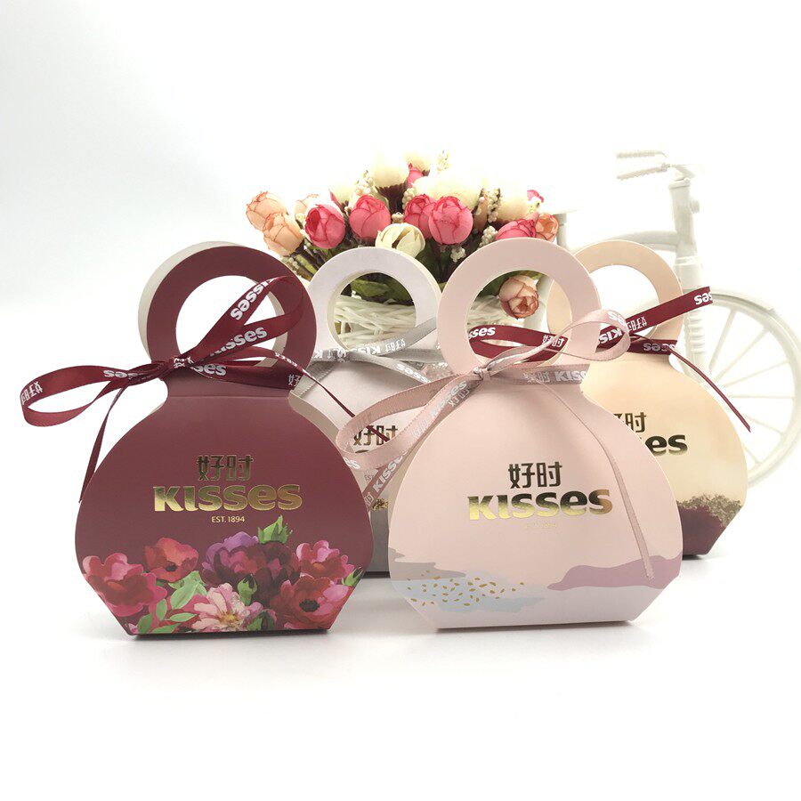 好时喜糖盒卡纸盒可装6-12粒好时水滴巧克力元宝形蝴蝶卡纸