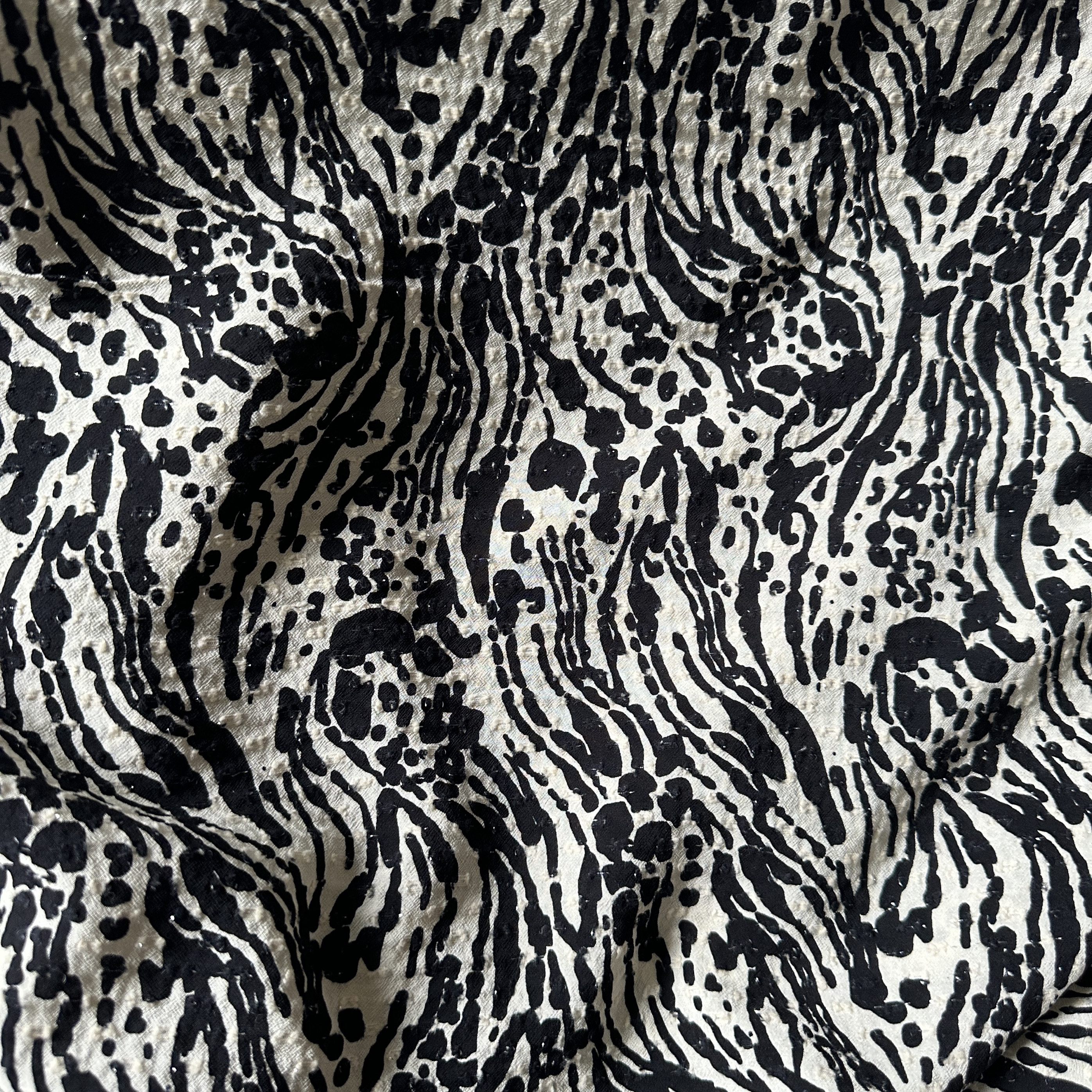 良布集进口黑白印花提花天丝亚麻布料 小众设计服装面料手工diy