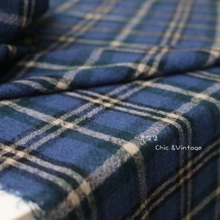 良布集日本进口经典格纹自然肌理羊毛绉纱薄面料秋冬服装布料衬衫