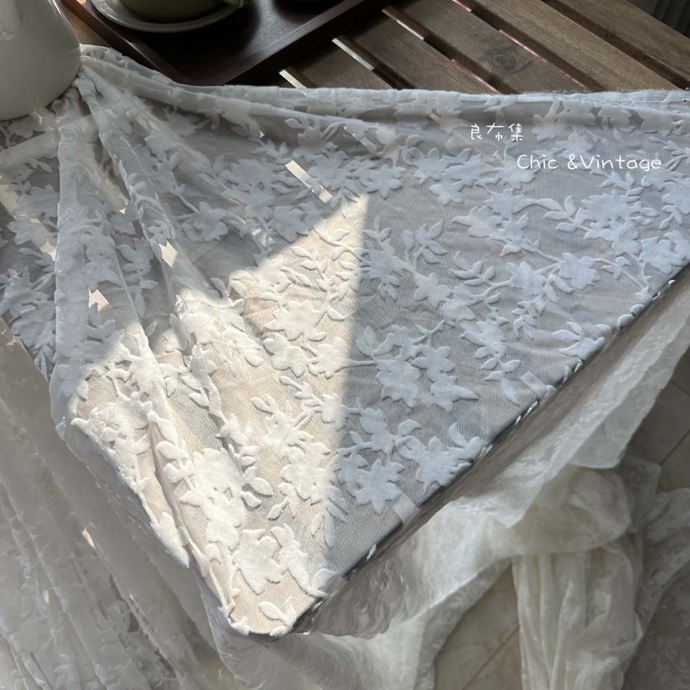 良布集春夏宽幅透视提花丝绒网纱布料仿真丝绒连衣裙旗袍服装面料