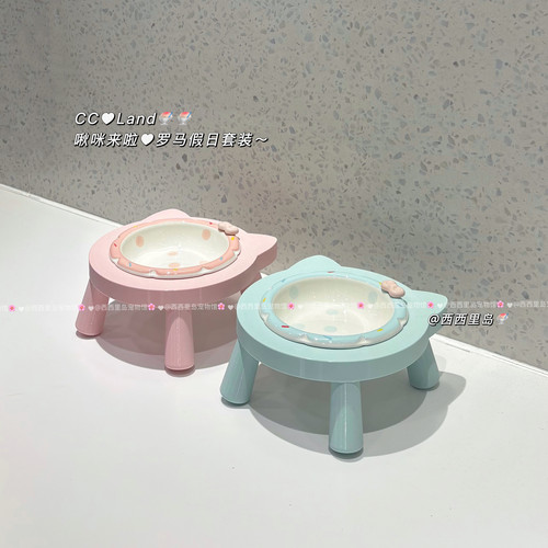 优雅波点～猫碗增高架舒适度满分