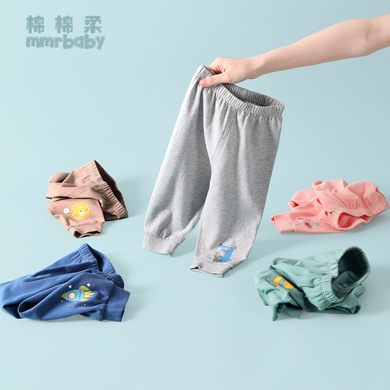 儿童春秋裤子纯棉宝宝长裤男童女童家居裤夏季薄款婴儿睡裤春季图片