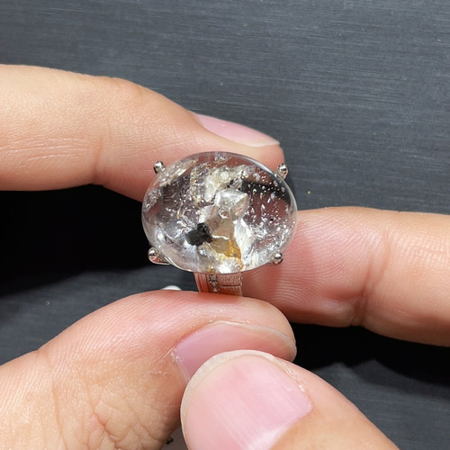 晶中晶油胆闪灵钻戒指