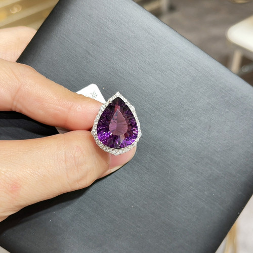 巴西紫水晶烟花切戒指