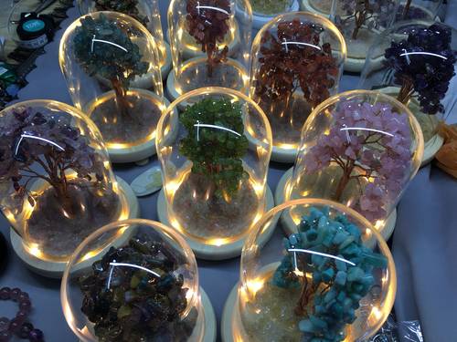 天然水晶盆栽发财树小夜灯摆件