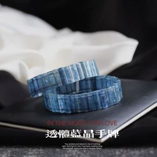 一物一图天然冰透蓝晶石手牌净体蓝绿晶双色手串情侣款 小清新饰品