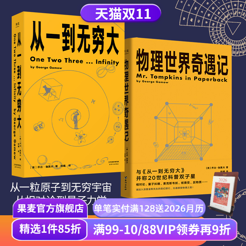 从一到无穷大+物理世界奇遇记(套装) 乔治·伽莫夫科普经典 20世纪科普双子星 科普读物 物理学 相对论 天文学 数学 果麦出品