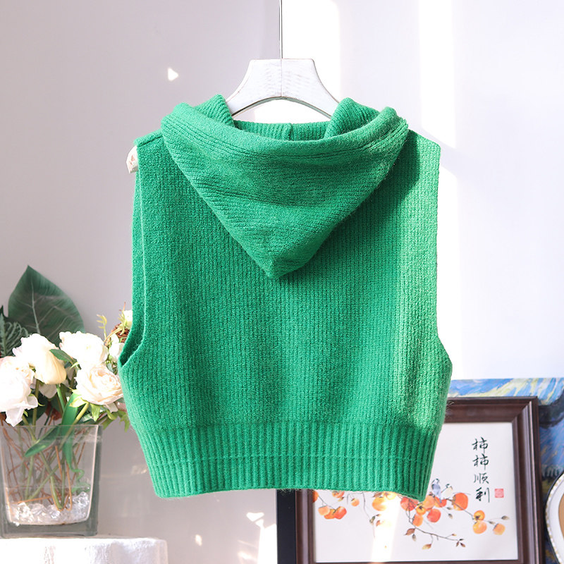 拉链开衫连帽毛衣背心上衣