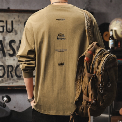 260g美式复古山系印花休闲T恤衫