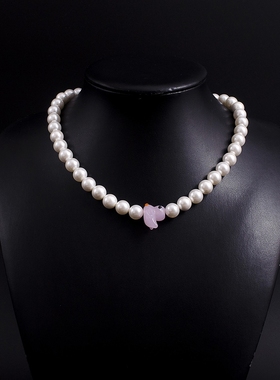 个性正圆珠贝壳珠锁骨链