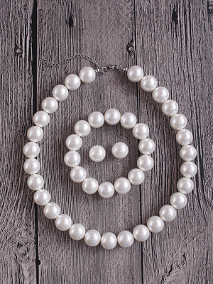 正圆珠项链手链耳钉套装