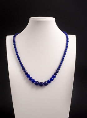 复古蓝色仿珍珠短项链