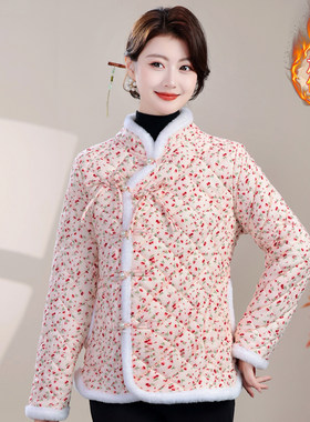 中年妈妈冬装棉衣加绒外套新款