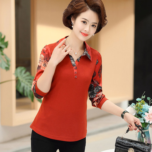 千丝鹿春装长袖中年风衬衫打底衫