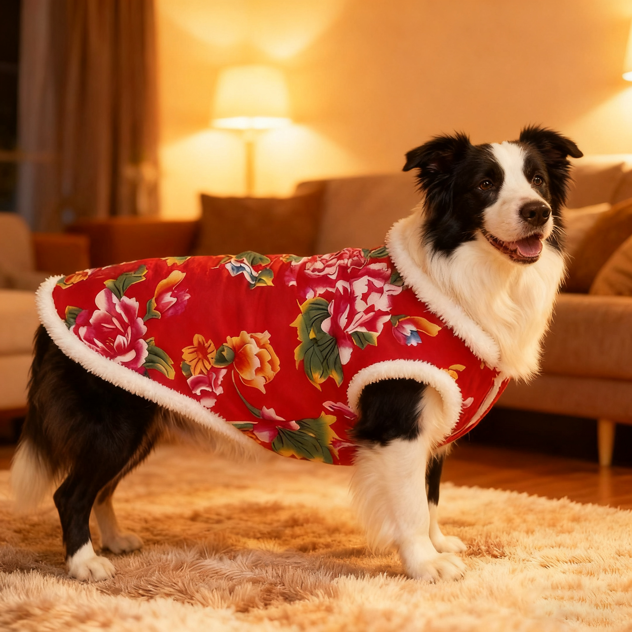 边牧中大型犬新年狗衣服秋冬季保暖加厚喜庆大花棉袄幼犬用马甲,宠物/宠物食品及用品,狗宠物服装/雨衣,淘宝优惠券,粉丝福利购,淘宝优惠卷