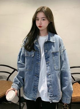 韩国牛仔外套女早春韩版2026新款宽松bf慵懒风百搭大码中长款上衣