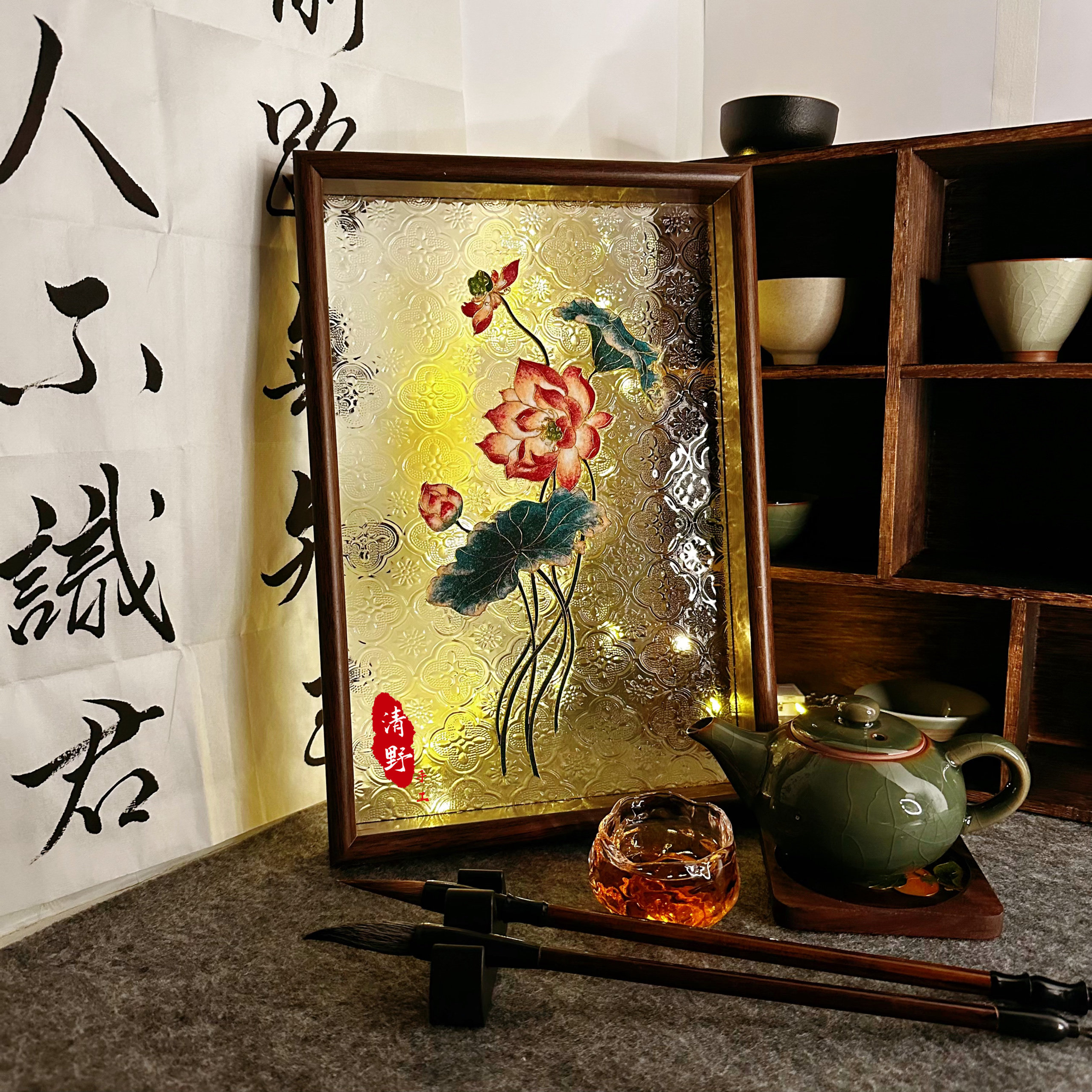 掐丝珐琅 ｜荷以解忧成品（32X22） 送礼