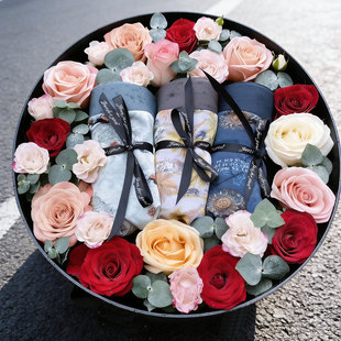 生日送男友礼物盒DIY材料包全套大号圆形空盒男士内裤花束礼盒