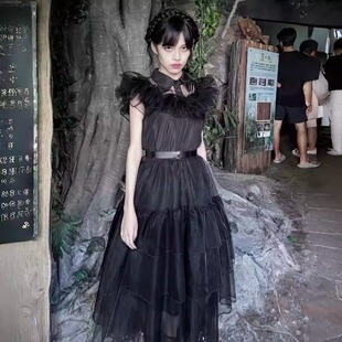 星期三舞会裙子cos服装亚当斯一家同款连衣裙wednesday衣服万圣节