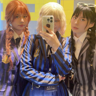 星期三同款衣服裙子制服蓝色紫色校服万圣节服饰cosplay服装女生
