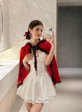 小红帽cos服装斗篷披风上衣红色圣诞节cosplay角色扮演儿童成人女
