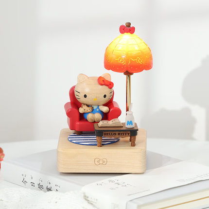 森活木趣HelloKitty木质充电氛围创意台灯小夜灯床头LED生日礼物