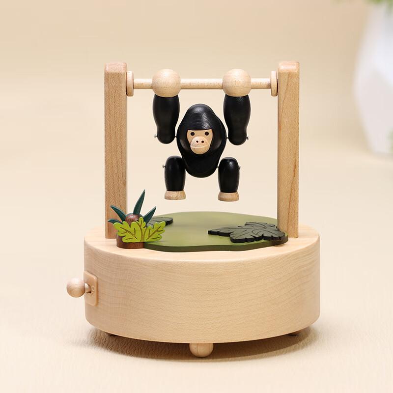 台湾木质有趣猩猩单杠创意音乐盒