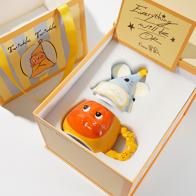 星星人联名3D考拉马克杯带盖陶瓷水杯子闺蜜情侣生日礼物送礼杯碟