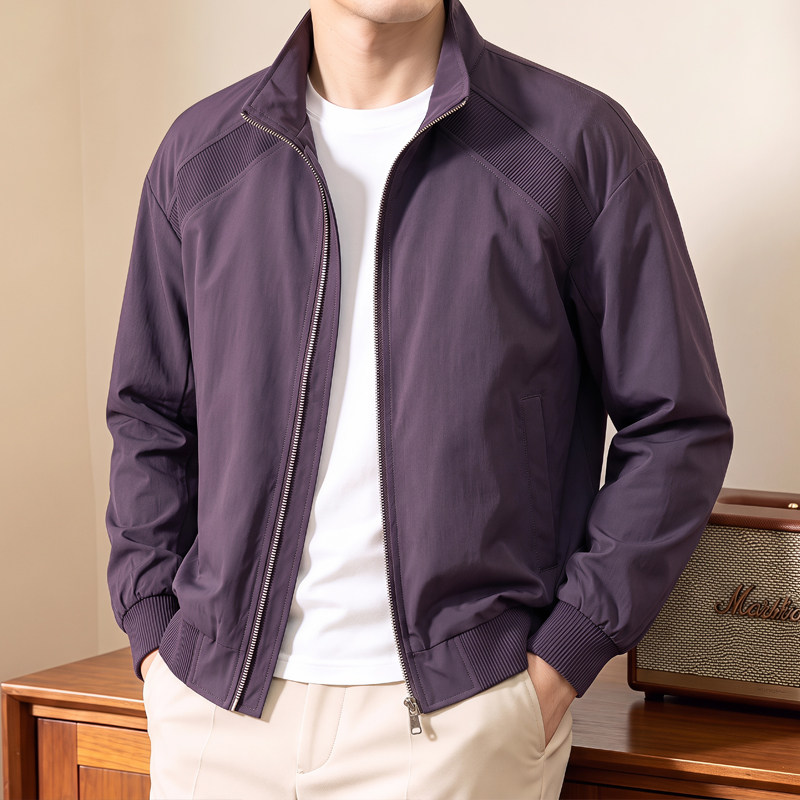 老钱风春秋款男士夹克衫外套潮休闲风衣外衣文艺帅气青年上衣服男
