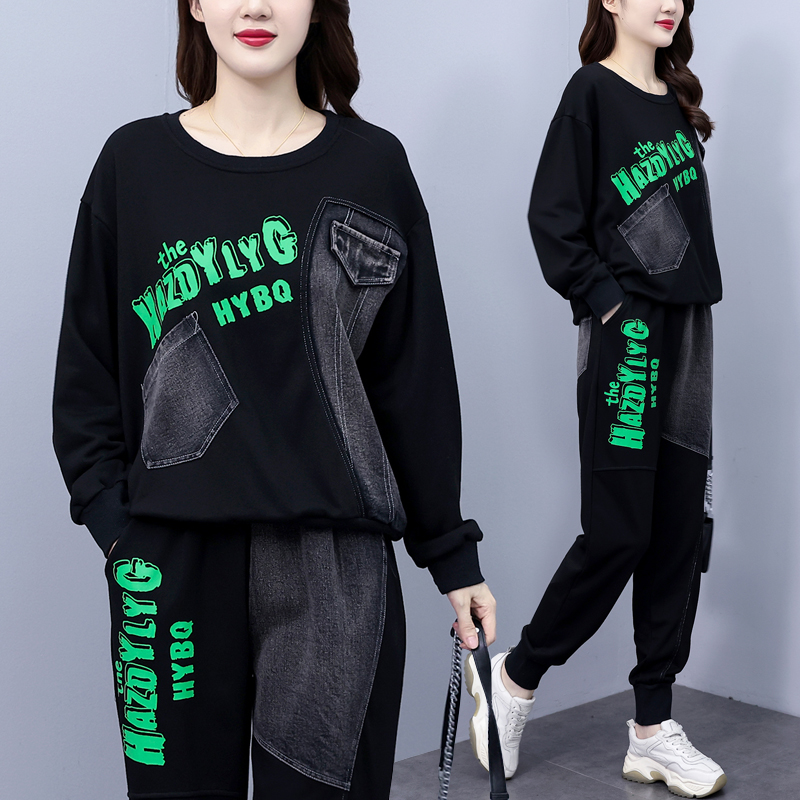 宽松显瘦秋季新款胖妹妹两件套女