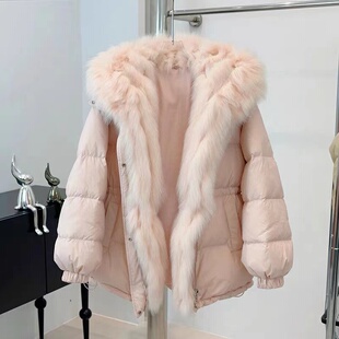 冬季新款可拆卸大毛领韩版羽绒棉服女狐狸毛加厚保暖女士高端外套