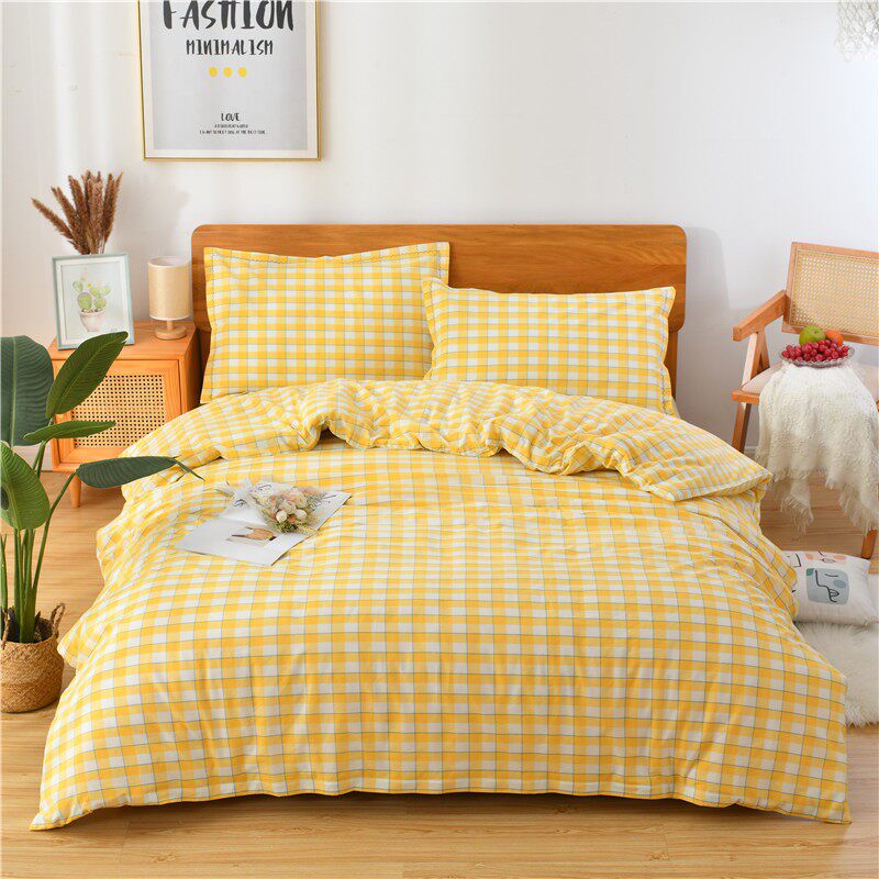 全棉水洗棉四件套纯棉床单被套学生宿舍夏季简约单双人1.5m1.8m床