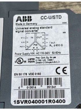 CC-U/STD ABB模拟信号转换器1SVR040001R0400拍前请询价