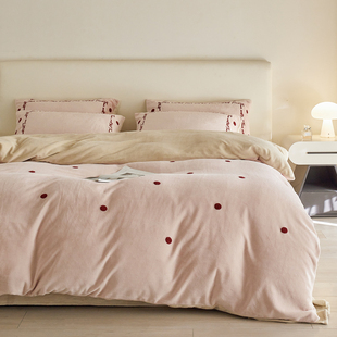 a类母婴级牛奶绒四件套2025新款冬季轻奢高级感防静电不掉毛床笠