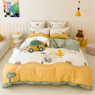 儿童床上用品四件套男孩纯棉全棉2026新款100支长绒棉高密度三件