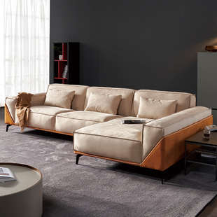 新品科技布沙发现代羽绒免洗意式极简客厅大户型北欧转角贵妃沙发