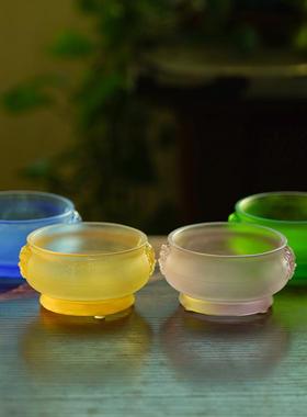 琉璃狮首耳香炉创意礼品摆件