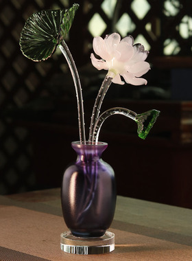 珍悦琉璃莲花国风文创花瓶摆件