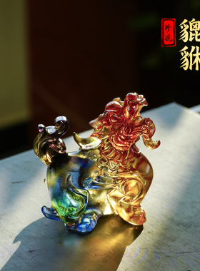 马年吉祥物招财琉璃貔貅一对
