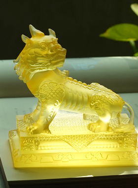 珍悦琉璃九华山瑞兽谛听摆件