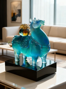 马上有钱琉璃生肖招财马摆件