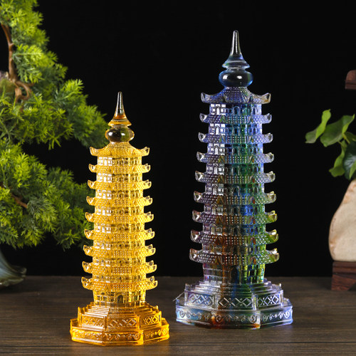 珍悦古法琉璃书房书桌文昌塔摆件