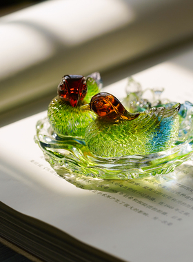 珍悦琉璃鸳鸯戏水婚庆摆件