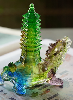 琉璃龙龟摆件招财镇宅九层文昌塔文峰塔家居装饰书房玄关客厅摆件