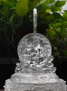 珍悦琉璃五路白财神水供佛像摆件