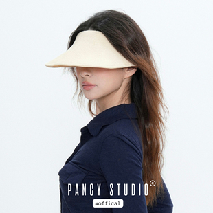 PANCY慵懒便携可折叠!纯色棉线空顶遮阳帽法式休闲百搭防晒帽子